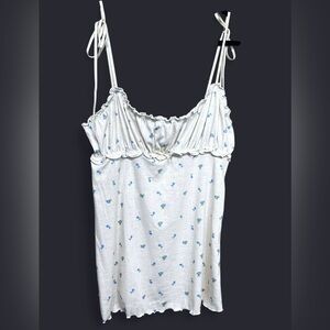 For Love And Lemons Cream with Blue Floral Slip / Chemise / Dress Colab w/  VS